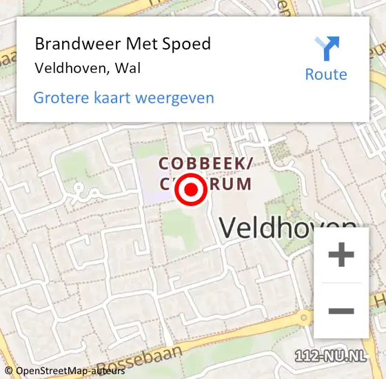 Locatie op kaart van de 112 melding: Brandweer Met Spoed Naar Veldhoven, Wal op 13 november 2022 13:14