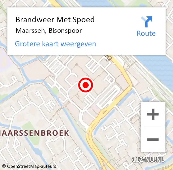 Locatie op kaart van de 112 melding: Brandweer Met Spoed Naar Maarssen, Bisonspoor op 13 november 2022 13:44