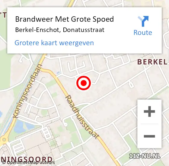 Locatie op kaart van de 112 melding: Brandweer Met Grote Spoed Naar Berkel-Enschot, Donatusstraat op 13 november 2022 13:58