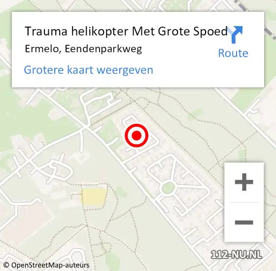 Locatie op kaart van de 112 melding: Trauma helikopter Met Grote Spoed Naar Ermelo, Eendenparkweg op 13 november 2022 14:12