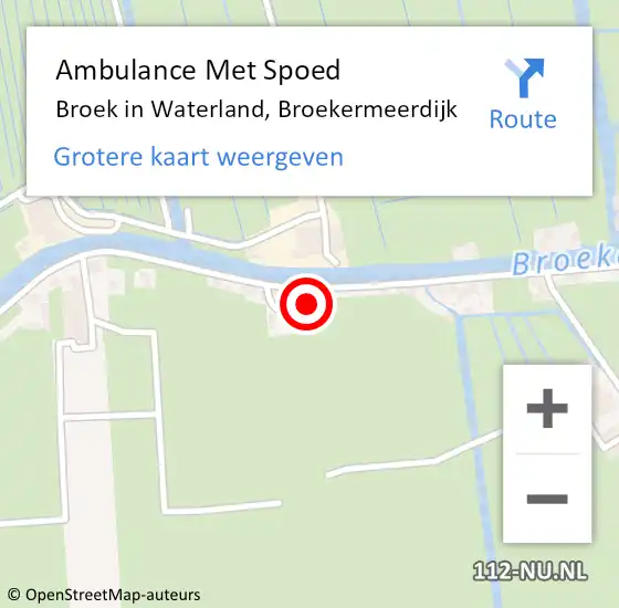 Locatie op kaart van de 112 melding: Ambulance Met Spoed Naar Broek in Waterland, Broekermeerdijk op 13 november 2022 14:29