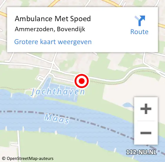 Locatie op kaart van de 112 melding: Ambulance Met Spoed Naar Ammerzoden, Bovendijk op 13 november 2022 14:36