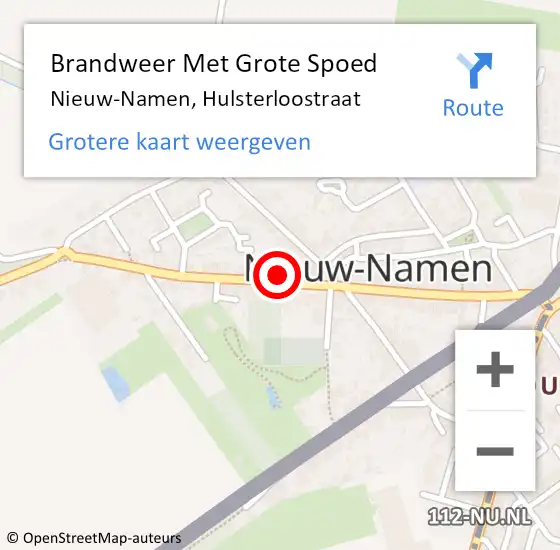 Locatie op kaart van de 112 melding: Brandweer Met Grote Spoed Naar Nieuw-Namen, Hulsterloostraat op 13 november 2022 14:42