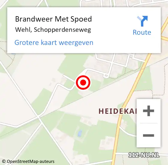 Locatie op kaart van de 112 melding: Brandweer Met Spoed Naar Wehl, Schopperdenseweg op 13 november 2022 14:44