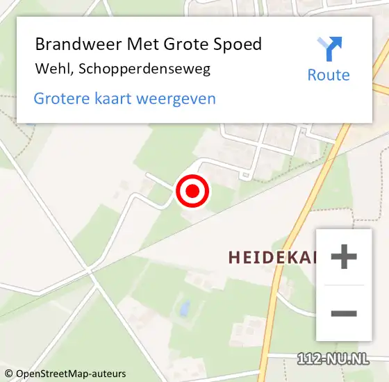 Locatie op kaart van de 112 melding: Brandweer Met Grote Spoed Naar Wehl, Schopperdenseweg op 13 november 2022 14:47