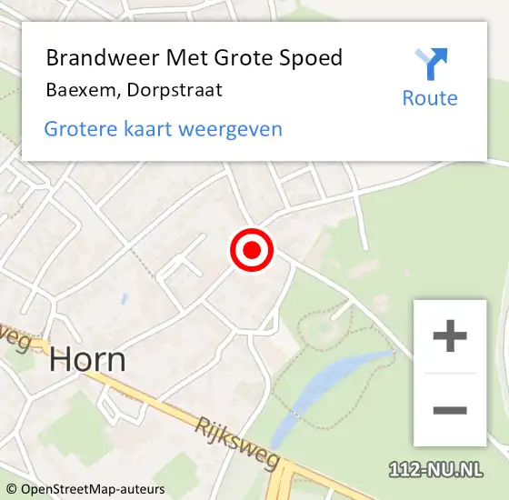 Locatie op kaart van de 112 melding: Brandweer Met Grote Spoed Naar Baexem, Dorpstraat op 13 november 2022 14:56