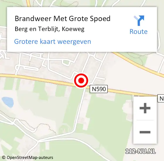 Locatie op kaart van de 112 melding: Brandweer Met Grote Spoed Naar Berg en Terblijt, Koeweg op 13 november 2022 15:06