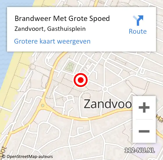 Locatie op kaart van de 112 melding: Brandweer Met Grote Spoed Naar Zandvoort, Gasthuisplein op 13 november 2022 15:18