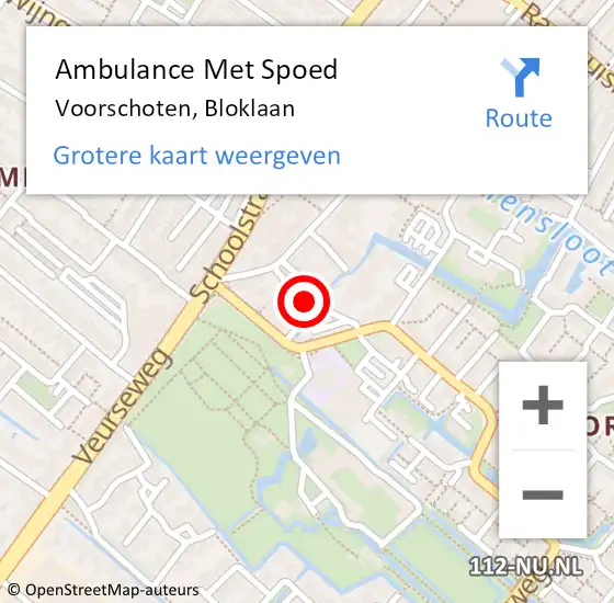 Locatie op kaart van de 112 melding: Ambulance Met Spoed Naar Voorschoten, Bloklaan op 13 november 2022 15:27