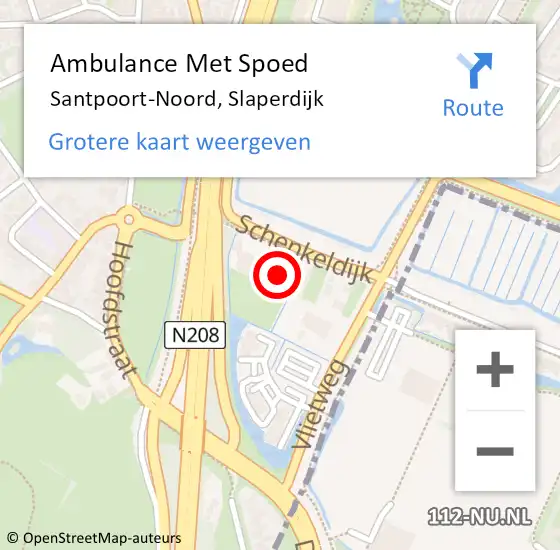 Locatie op kaart van de 112 melding: Ambulance Met Spoed Naar Santpoort-Noord, Slaperdijk op 13 november 2022 15:37