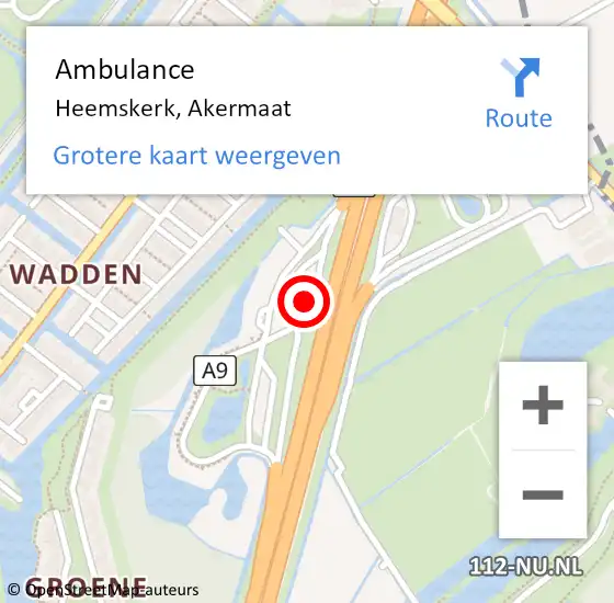 Locatie op kaart van de 112 melding: Ambulance Heemskerk, Akermaat op 13 november 2022 15:38