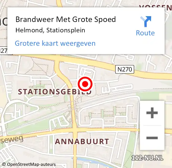 Locatie op kaart van de 112 melding: Brandweer Met Grote Spoed Naar Helmond, Stationsplein op 13 november 2022 16:01