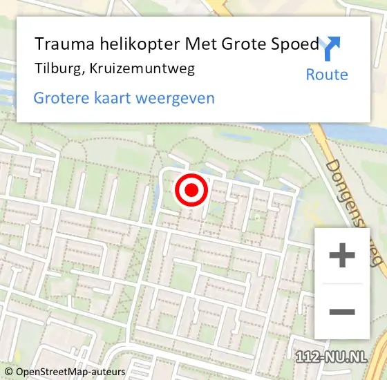 Locatie op kaart van de 112 melding: Trauma helikopter Met Grote Spoed Naar Tilburg, Kruizemuntweg op 13 november 2022 16:18