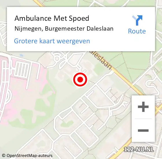 Locatie op kaart van de 112 melding: Ambulance Met Spoed Naar Nijmegen, Burgemeester Daleslaan op 13 november 2022 16:28