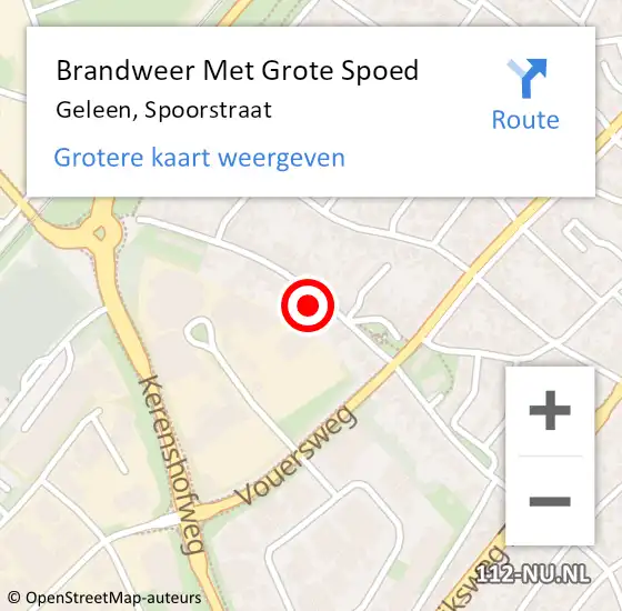 Locatie op kaart van de 112 melding: Brandweer Met Grote Spoed Naar Geleen, Spoorstraat op 13 november 2022 16:32