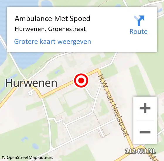 Locatie op kaart van de 112 melding: Ambulance Met Spoed Naar Hurwenen, Groenestraat op 13 november 2022 16:34