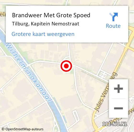 Locatie op kaart van de 112 melding: Brandweer Met Grote Spoed Naar Tilburg, Kapitein Nemostraat op 13 november 2022 16:35