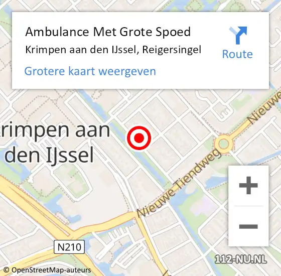 Locatie op kaart van de 112 melding: Ambulance Met Grote Spoed Naar Krimpen aan den IJssel, Reigersingel op 13 november 2022 16:37