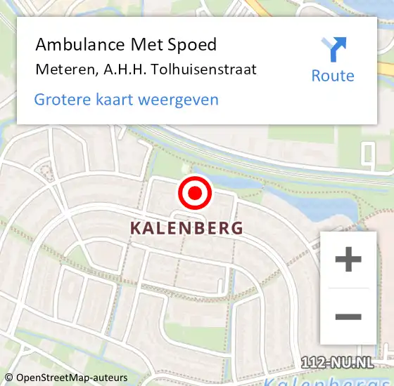 Locatie op kaart van de 112 melding: Ambulance Met Spoed Naar Meteren, A.H.H. Tolhuisenstraat op 13 november 2022 17:10