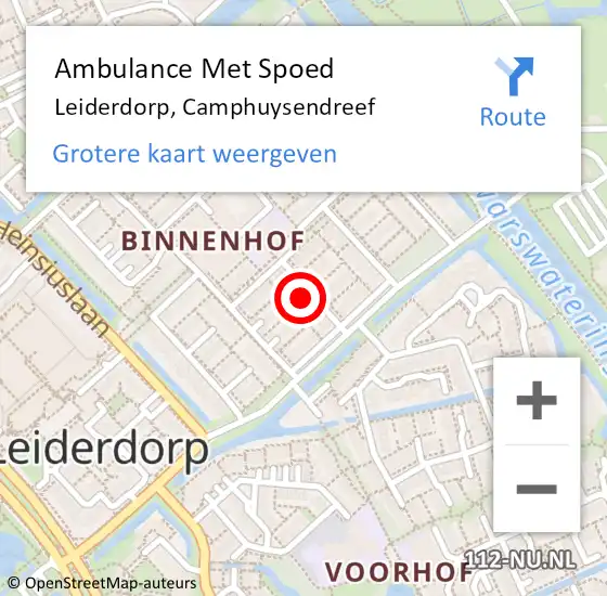 Locatie op kaart van de 112 melding: Ambulance Met Spoed Naar Leiderdorp, Camphuysendreef op 13 november 2022 17:14