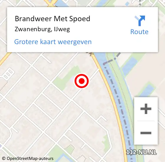 Locatie op kaart van de 112 melding: Brandweer Met Spoed Naar Zwanenburg, IJweg op 13 november 2022 17:26