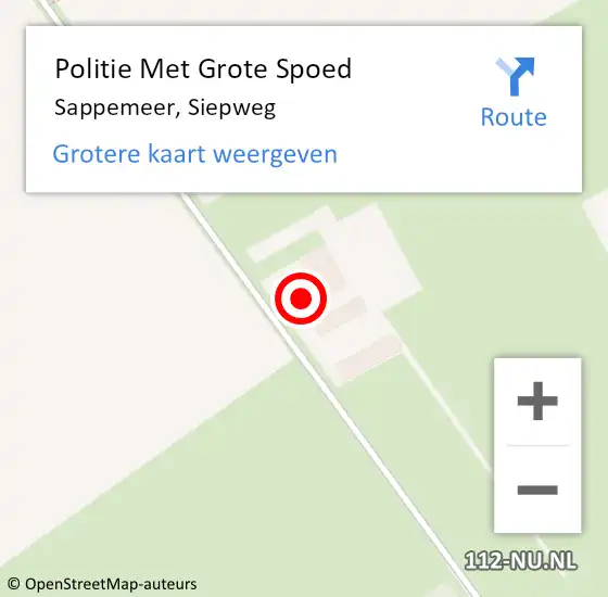 Locatie op kaart van de 112 melding: Politie Met Grote Spoed Naar Sappemeer, Siepweg op 13 november 2022 17:42