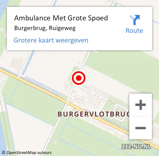 Locatie op kaart van de 112 melding: Ambulance Met Grote Spoed Naar Burgerbrug, Ruigeweg op 13 november 2022 18:05