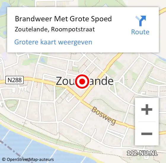 Locatie op kaart van de 112 melding: Brandweer Met Grote Spoed Naar Zoutelande, Roompotstraat op 13 november 2022 18:27