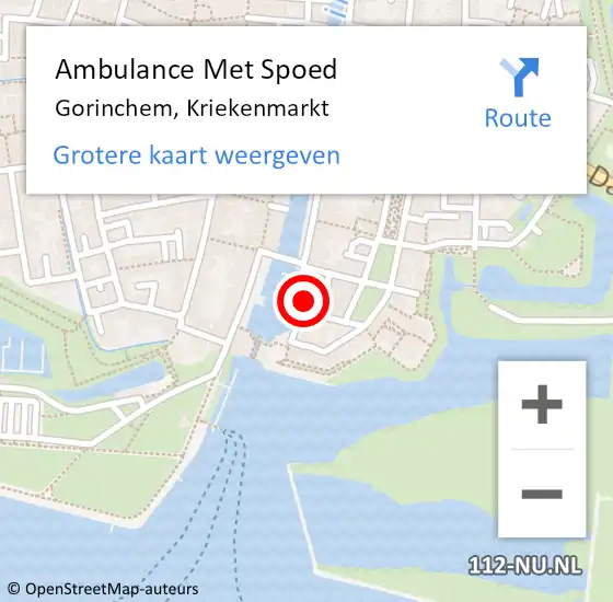 Locatie op kaart van de 112 melding: Ambulance Met Spoed Naar Gorinchem, Kriekenmarkt op 13 november 2022 18:34