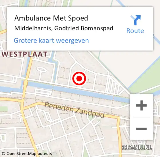 Locatie op kaart van de 112 melding: Ambulance Met Spoed Naar Middelharnis, Godfried Bomanspad op 13 november 2022 18:38