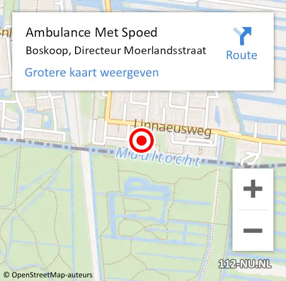 Locatie op kaart van de 112 melding: Ambulance Met Spoed Naar Boskoop, Directeur Moerlandsstraat op 13 november 2022 18:43