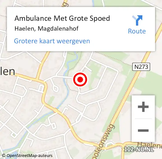 Locatie op kaart van de 112 melding: Ambulance Met Grote Spoed Naar Haelen, Magdalenahof op 13 november 2022 19:01