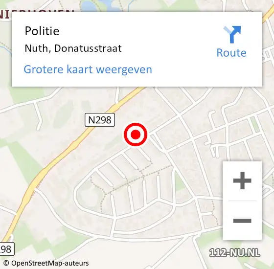 Locatie op kaart van de 112 melding: Politie Nuth, Donatusstraat op 13 november 2022 19:05