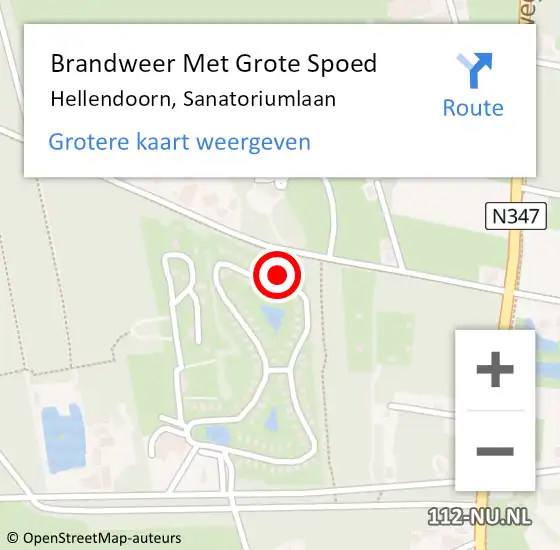Locatie op kaart van de 112 melding: Brandweer Met Grote Spoed Naar Hellendoorn, Sanatoriumlaan op 13 november 2022 19:09