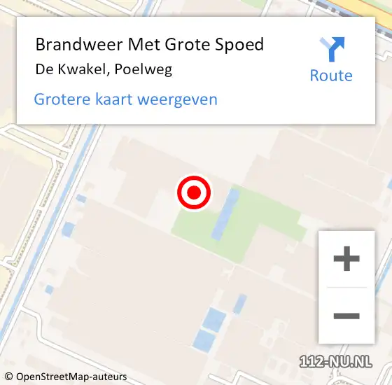 Locatie op kaart van de 112 melding: Brandweer Met Grote Spoed Naar De Kwakel, Poelweg op 13 november 2022 19:09