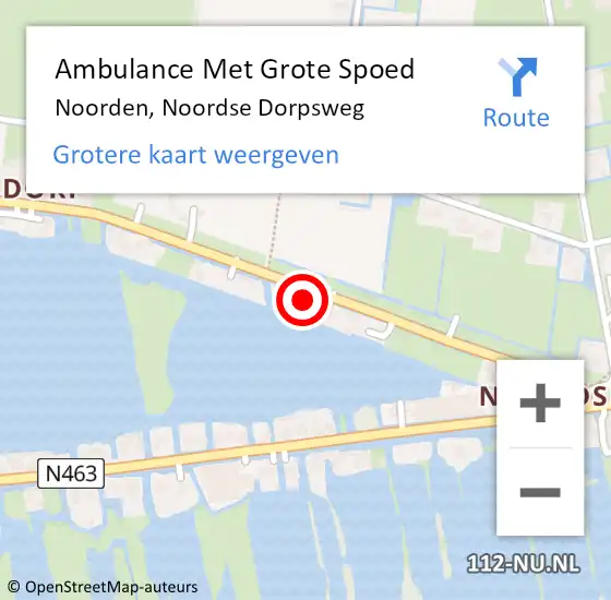Locatie op kaart van de 112 melding: Ambulance Met Grote Spoed Naar Noorden, Noordse Dorpsweg op 13 november 2022 19:16