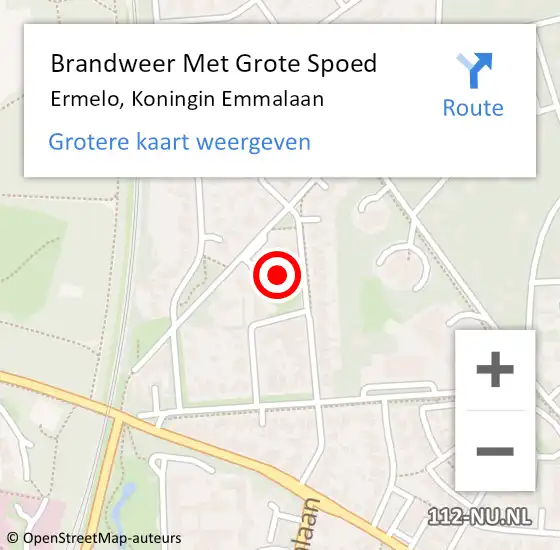 Locatie op kaart van de 112 melding: Brandweer Met Grote Spoed Naar Ermelo, Koningin Emmalaan op 13 november 2022 19:18