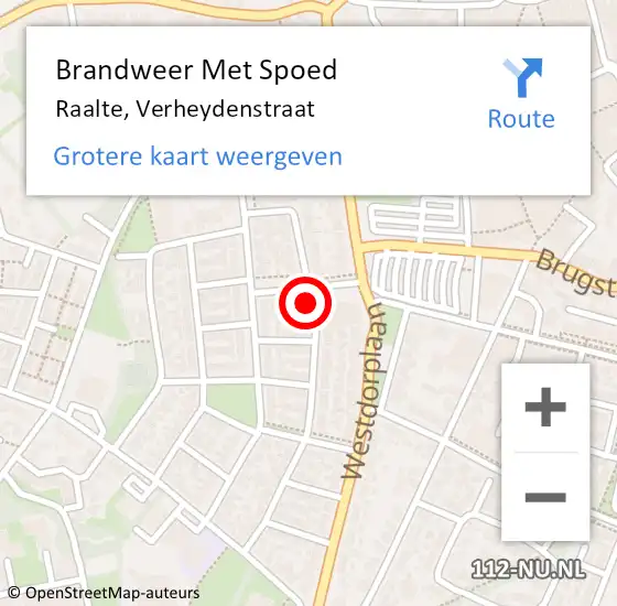 Locatie op kaart van de 112 melding: Brandweer Met Spoed Naar Raalte, Verheydenstraat op 13 november 2022 19:33