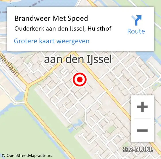 Locatie op kaart van de 112 melding: Brandweer Met Spoed Naar Ouderkerk aan den IJssel, Hulsthof op 13 november 2022 19:33