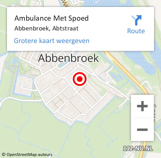 Locatie op kaart van de 112 melding: Ambulance Met Spoed Naar Abbenbroek, Abtstraat op 13 november 2022 19:39