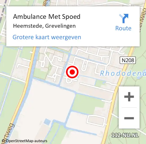 Locatie op kaart van de 112 melding: Ambulance Met Spoed Naar Heemstede, Grevelingen op 13 november 2022 19:45