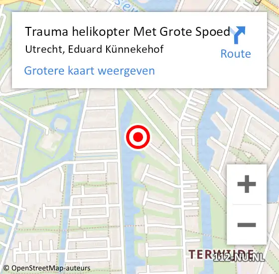 Locatie op kaart van de 112 melding: Trauma helikopter Met Grote Spoed Naar Utrecht, Eduard Künnekehof op 13 november 2022 20:04