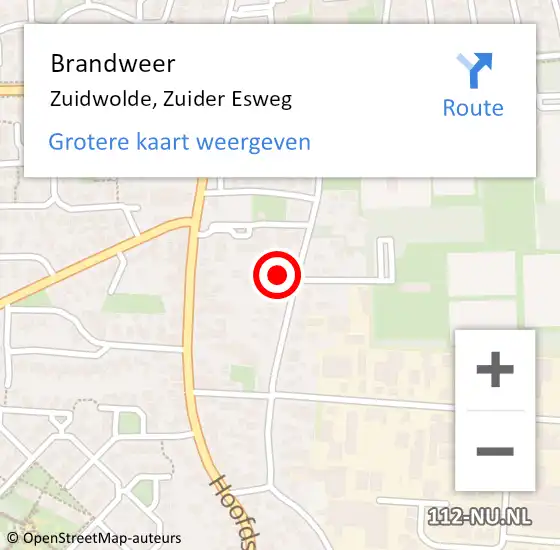 Locatie op kaart van de 112 melding: Brandweer Zuidwolde, Zuider Esweg op 13 november 2022 20:04