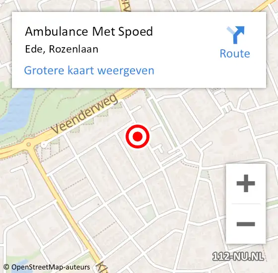 Locatie op kaart van de 112 melding: Ambulance Met Spoed Naar Ede, Rozenlaan op 13 november 2022 20:11