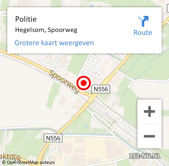 Locatie op kaart van de 112 melding: Politie Hegelsom, Spoorweg op 13 november 2022 20:12