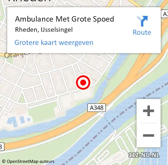 Locatie op kaart van de 112 melding: Ambulance Met Grote Spoed Naar Rheden, IJsselsingel op 13 november 2022 20:37