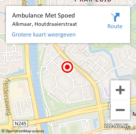 Locatie op kaart van de 112 melding: Ambulance Met Spoed Naar Alkmaar, Houtdraaierstraat op 13 november 2022 21:29