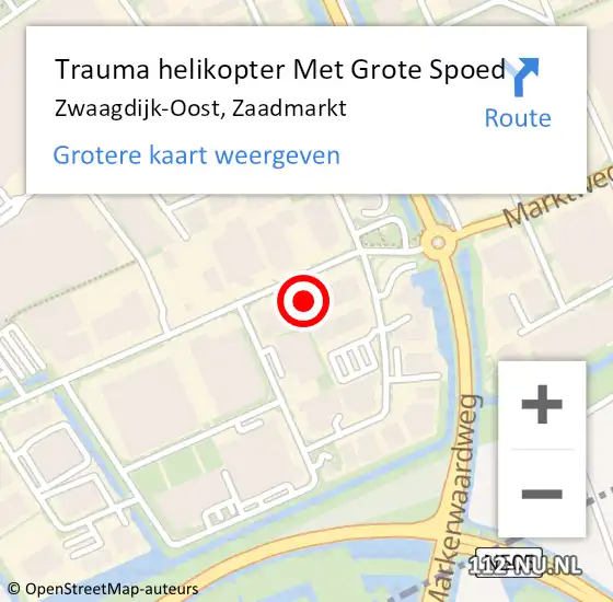 Locatie op kaart van de 112 melding: Trauma helikopter Met Grote Spoed Naar Zwaagdijk-Oost, Zaadmarkt op 13 november 2022 21:33