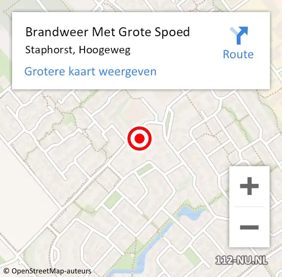 Locatie op kaart van de 112 melding: Brandweer Met Grote Spoed Naar Staphorst, Hoogeweg op 13 november 2022 22:10