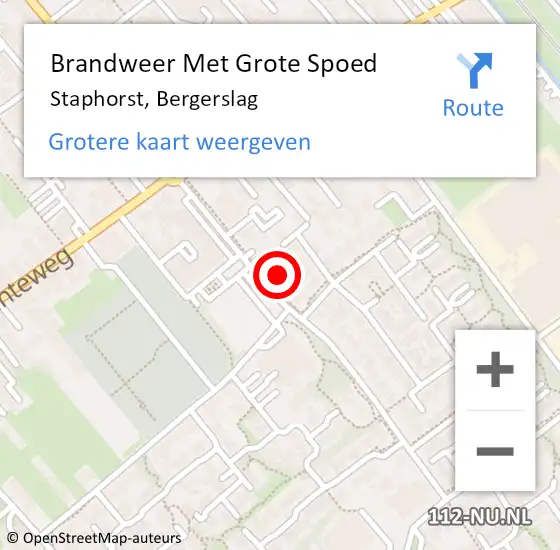 Locatie op kaart van de 112 melding: Brandweer Met Grote Spoed Naar Staphorst, Bergerslag op 13 november 2022 22:11